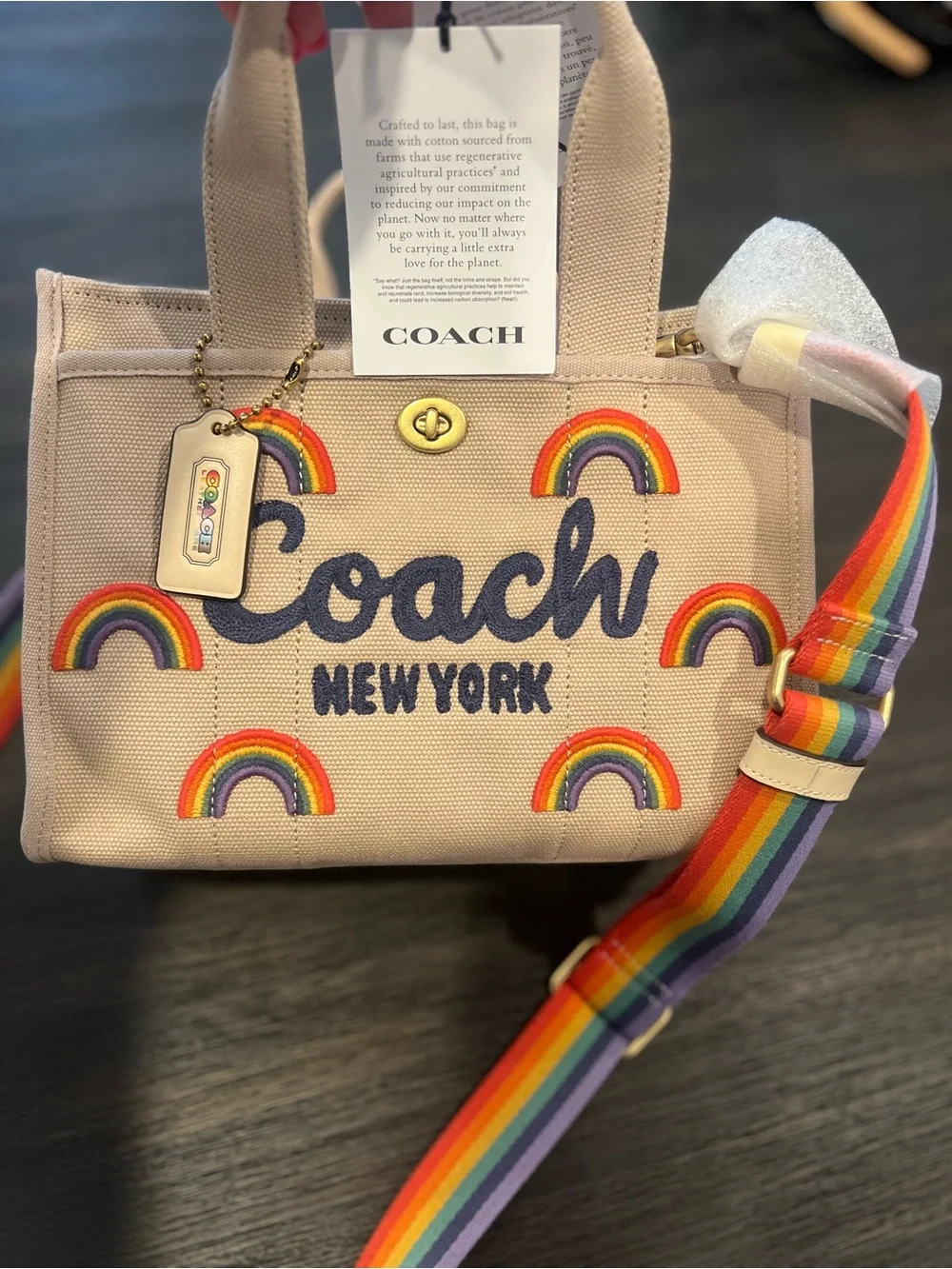NWT Coach Rainbow Canvas Cargo Tote 26 - Picture 9 of 10
